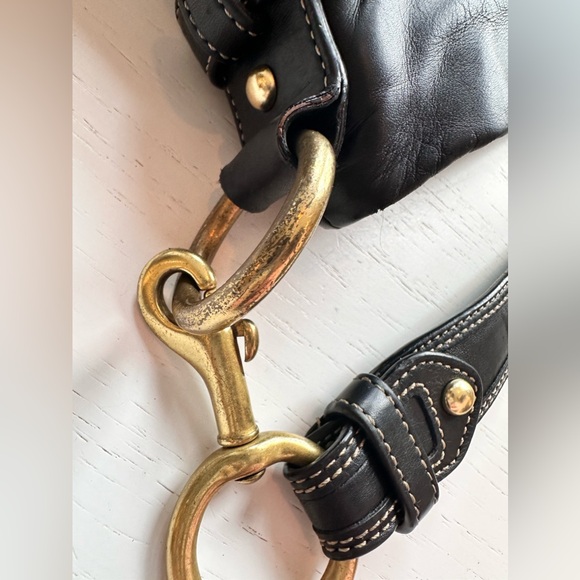 Vintage COACH Black Soft Leather Pleated Ergo Hamptons Belted Hobo Bag - Picture 10 of 13